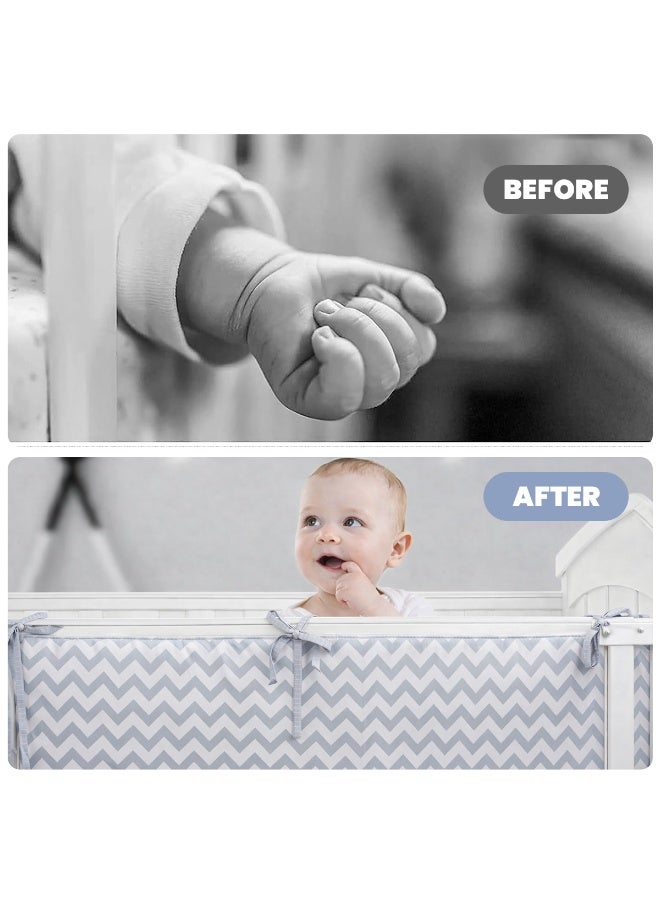 تابيت واقي سرير أطفال قابل للتهوية، 130 سم × 30 سم × 2.5 سم، بطانة سرير أطفال شبكية قابلة للتهوية، غطاء لحاجز سرير الأطفال، واقي سرير أطفال، مفروشات سرير أطفال قابلة للتهوية لغرف الأطفال (بنين وبنات)، واقي سرير أطفال - Image 3